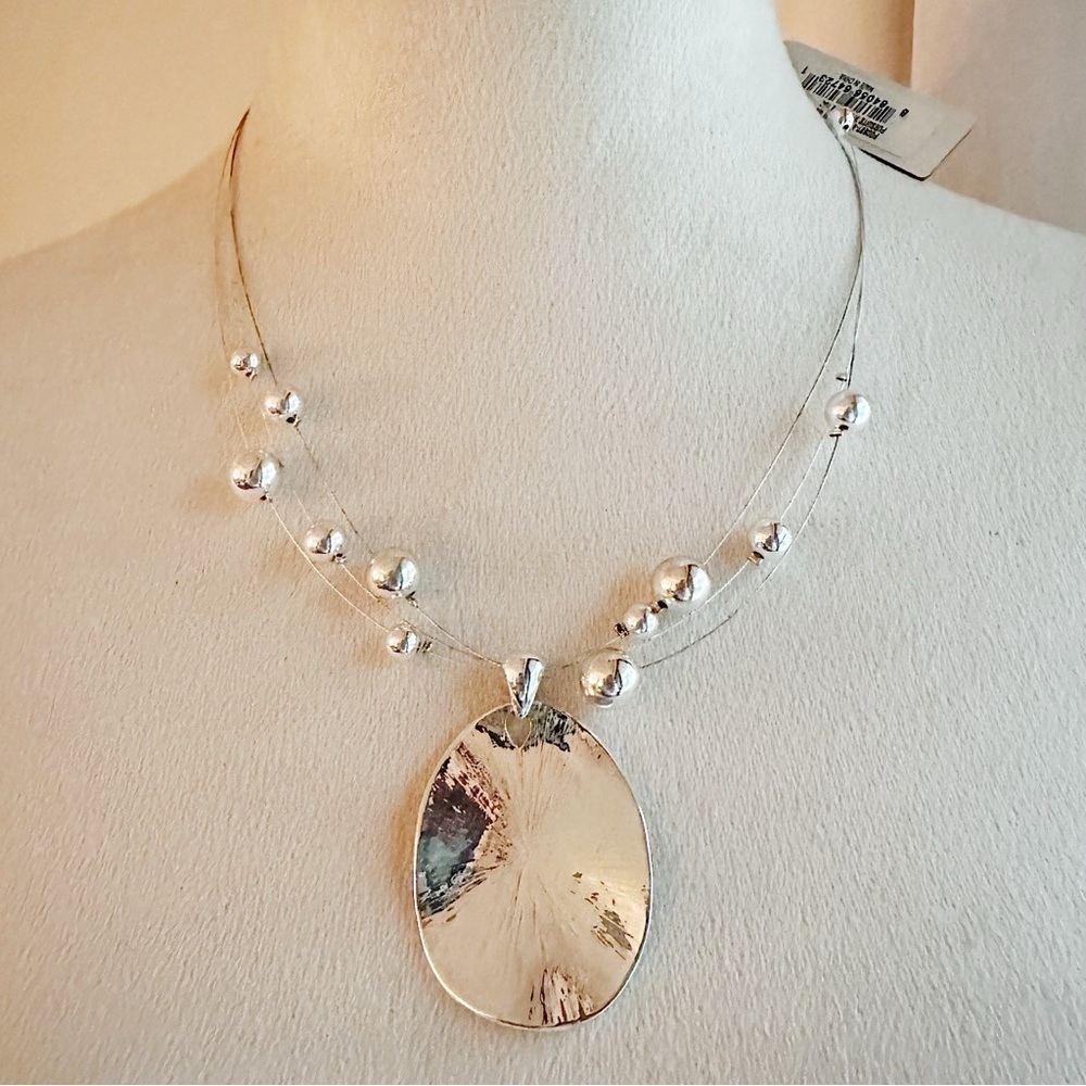 PURSUITS, LTD Silver Tone Floating Bead Necklace with Pendant